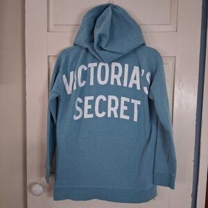 Victoria's Secret Light Turquoise Signature Angel Wing Logo Pullover Hoodie Sz M